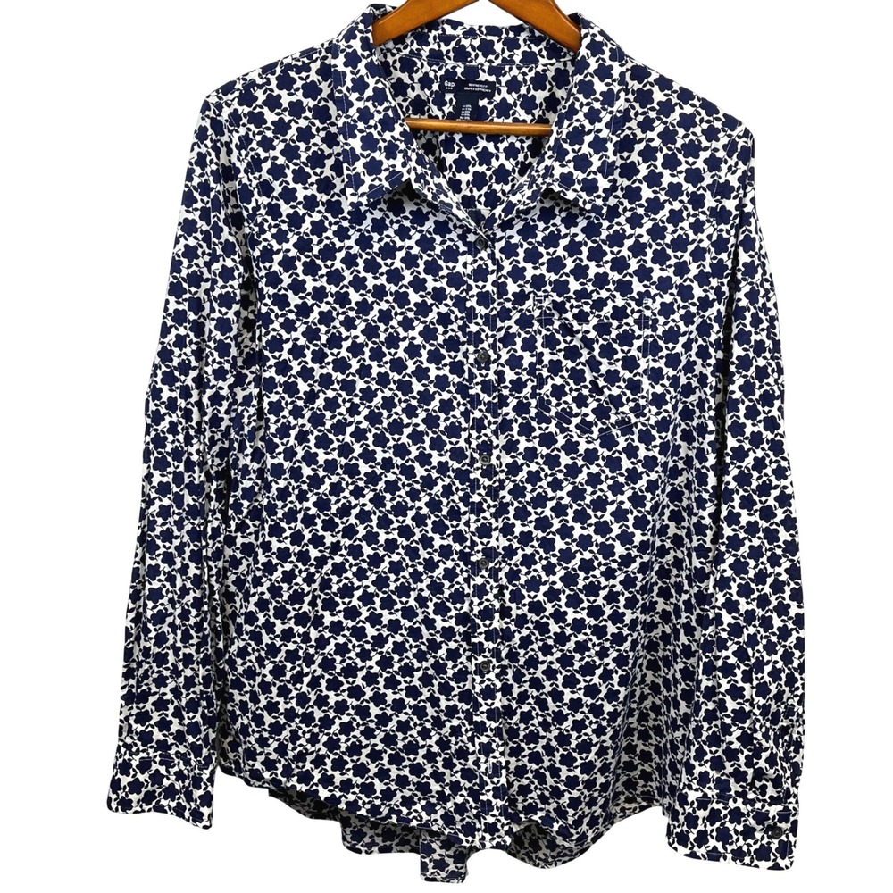 Gap Womens Boyfriend Fit Button Down Shirt Bundle XXL Navy Floral Pink Geometric - Picture 5 of 14